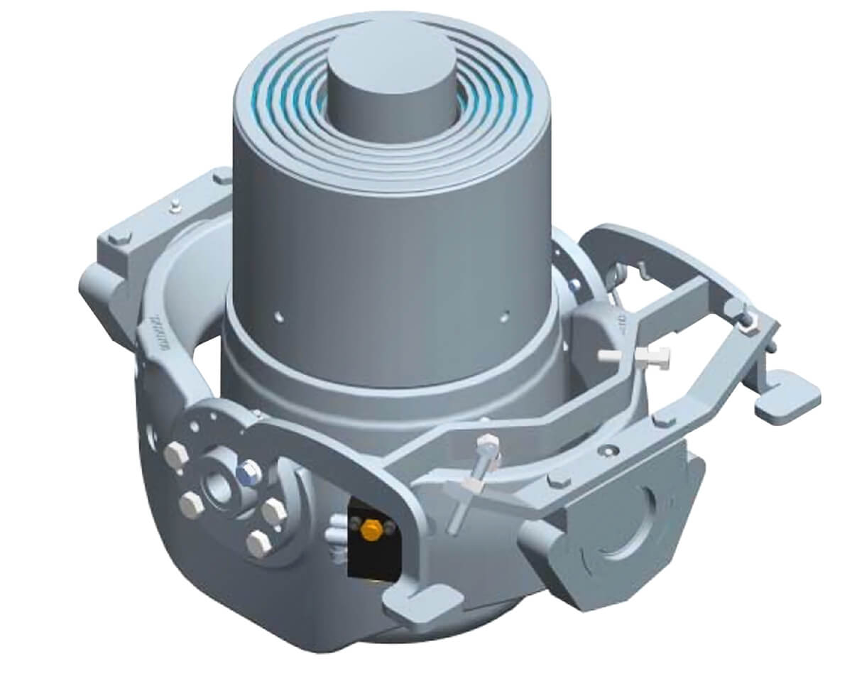 Ogranicznik i dźwignie montowane są na kołysce siłownika, bez ingerencji w ramę wywrotki, co sprawia, że system ogranicznika wywrotu jest kompaktowy i wydajny.